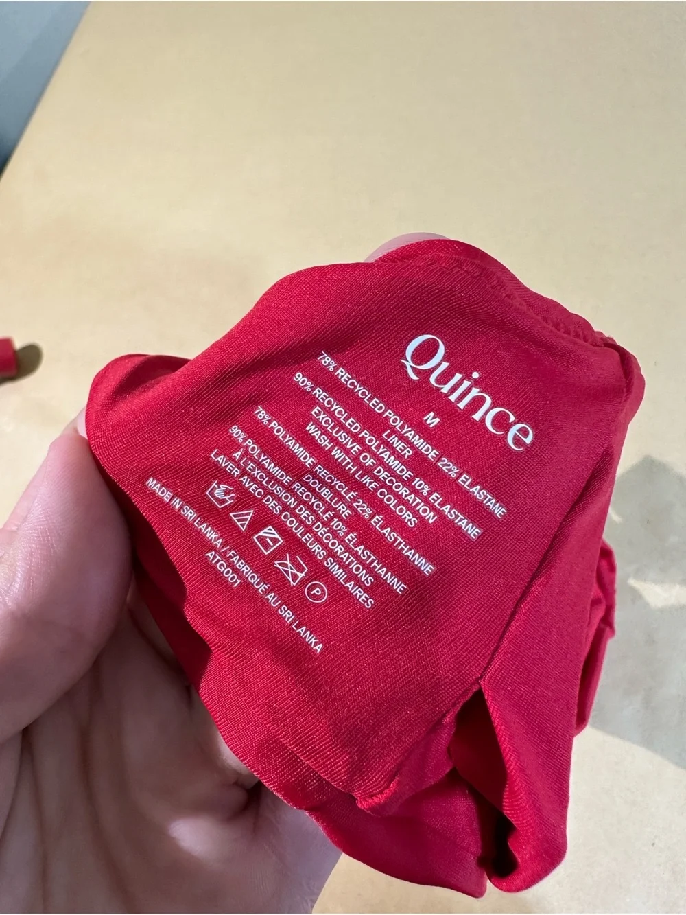 NWT Quince Italian Scoop Neck Bikini Top Cherry red medium